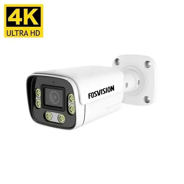 Fosvision 8mp 4K Poe Ip Camera Full Color Night Vision Outdoor Ir Security Waterproof Bullet Cctv Camera