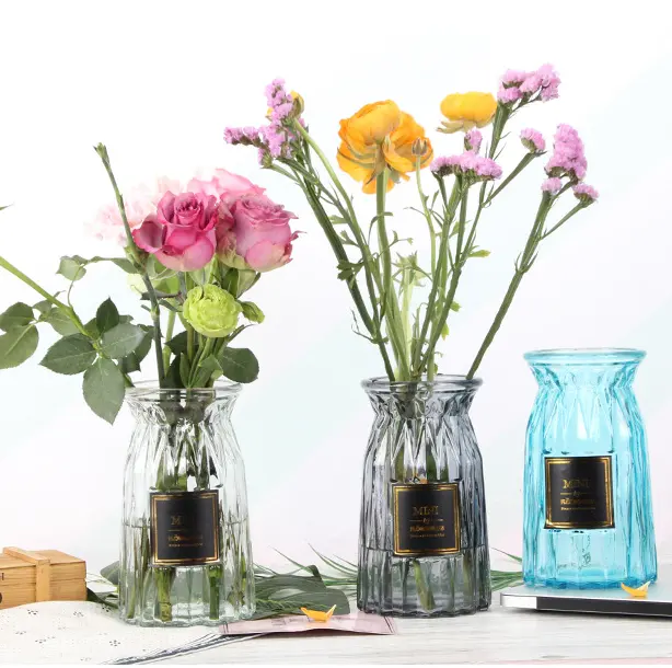 Vasos de flores de vidro, vaso de vidro vintage para flores com formato de diamante