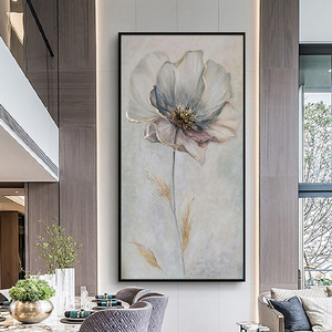 Hand Painted Oil Painting Flower Modern Light Luxury Vertical <b>Wall</b> Art Metal <b>Frame</b> For Hallway Corridor Decor - Product Image 4