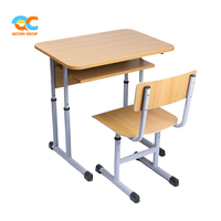 Ensemble bureau et chaise en bois réglables en hauteur de qualité commerciale pour projets d'éducation en classe moderne