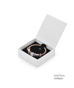 MJJ custom Flip white jewelry ring necklace bangle bracelet earring jewelry paper box with magnet