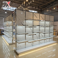 Meuble de présentation de cosmétiques sur mesure pour salon de beauté, vitrine LED en marbre, ensemble de comptoir de luxe clé en main pour magasin de détail