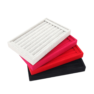 Gray Beige Black Pink Velvet Jewelry <b>Storage</b> Tray Organizer Rectangle Shape <b>Rings</b> Beads Accessory Bangles Set - Product Image 3