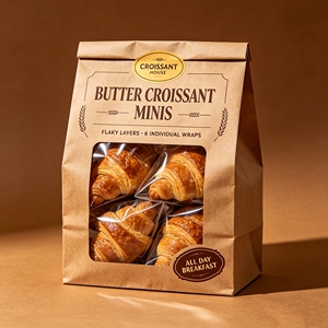 Sacs en plastique transparents de qualité alimentaire à trois soudures latérales avec logo personnalisé pour croissants, pains de mie et pains artisanaux - Product Image 2