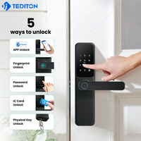 Tediton Chambre à coucher Serrure Intelligente Numérique et Clé Empreinte Digitale Mot de Passe Carte Intelligente pour Chambre d'Hôtel Serrure de Porte Extérieure Serrure Intelligente