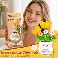 Flor de Tulipán Positiva para Maceta de Flores de Ganchillo Hecha a Mano con Hilo de Mezcla de Algodón, Regalos Inspiradores para Mujeres, Agradecimiento