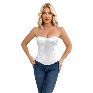 Corsets pour femmes, bustiers gothiques steampunk sans manches à lacets en <span class=keywords><strong>dentelle</strong></span> crochetée, lingerie sculptante, écologique, <span class=keywords><strong>blanc</strong></span> - Product Image 1