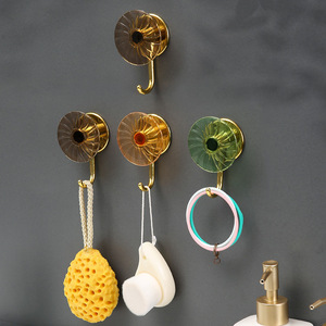 Modern Round Wall <b>Hooks</b> Copper Metal PC Plastic Strong Adhesive Kitchen Bathroom Door Back Storage Key Bag <b>Coat</b> Jewelry - Product Image 4