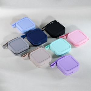 Silicone Simple Small <b>Square</b> Zipper Storage Bag for Lipstick Bank Card Headset & <b>Keys</b>-Waterproof & Antibacterial - Product Image 3