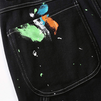 DiZNEW Cago Pants Plus Size Black Trousers Casual Paint Loose Hip Hop Street Men's Jeans