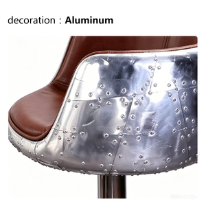 Hot Selling Aviation <strong>bar</strong> Chair Swivel Loft Industrial Aluminium <strong>Bar</strong> <strong>Stool</strong> Adjustable Lifting Luxury <strong>Leather</strong> for Club Chair - Product Image 2