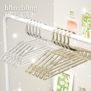 Transparent Acrylic <b>Clothes</b> Hanger With <b>Gold</b> Glitter Crystal Design For Dress And Coat Storage Organizing Wardrobe Space - Product Image 4