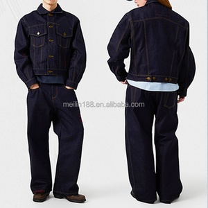 Jeans Tracksuit Design Custom Heavyweight High Quality Outfits Jeans Jacket and Denim <b>Pants</b> Unisex Casual Wear Denim Set <b>Men</b> - Product Image 1