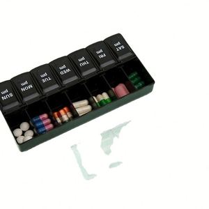 Boîte à pilules personnalisée anti-enfants 7 jours en PP avec compartiments AM/PM amovibles, étui de rangement hebdomadaire de voyage (option multicolore) - Product Image 4