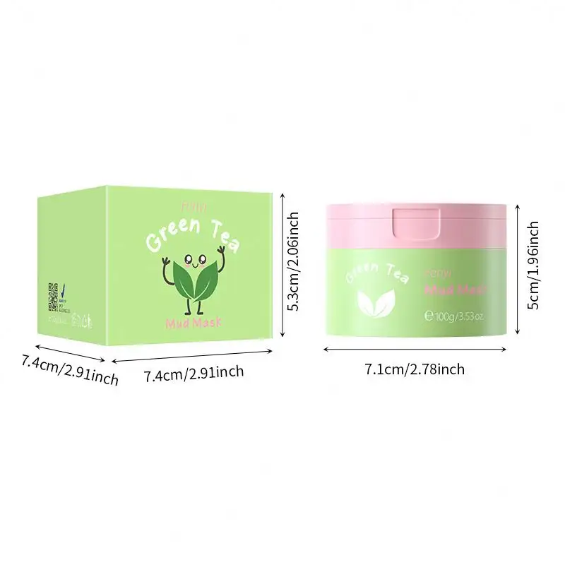FENYI Tiefreinigung Anti-Akne Öltestschutz Mitesserentferner Grüner Tee-Schlamm-Maske 100 g