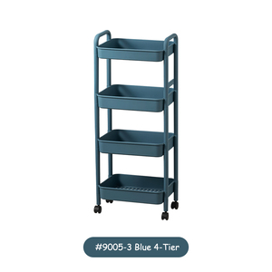 Estantes de almacenamiento multifuncionales Carro de almacenamiento de plástico rodante de utilidad de 4 niveles con ruedas bloqueables para cocina Sala de estar - Product Image 6
