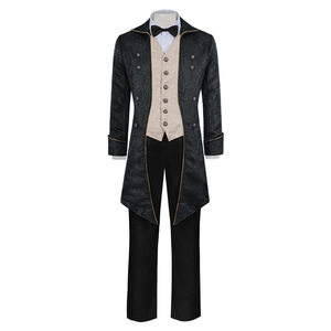 Nuevo <span class=keywords><strong>Frac</strong></span> Navideño para <span class=keywords><strong>Hombre</strong></span>, Abrigo de Longitud Media, Estilo Punk Medieval Vintage con Corbata de Moño - Product Image 3