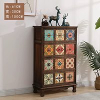 Meuble de rangement rustique en bois antique léger et de grande capacité pour salon, avec plusieurs tiroirs
