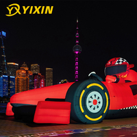 Decoración Temática de Carreras para Eventos Comerciales al Aire Libre, Modelo de Coche de Fórmula de Simulación, Coche de Carreras Inflable Gigante con Figura de Piloto