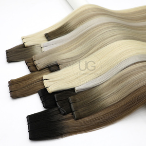 U Glamour <span class=keywords><strong>Colore</strong></span> <span class=keywords><strong>Biondo</strong></span> <span class=keywords><strong>Platino</strong></span> Più Popolare, Capelli Veri Russi a Doppia Trama, Mini Genius Weft, Fornitore di Extension di Capelli Umani - Product Image 4