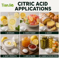 Fabricant d'additifs alimentaires TianJia OEM Monohydrate d'acide citrique de qualité supérieure RZBC/ TTCA/ Ensign
