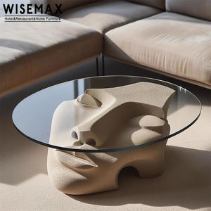 WISEMAX أثاث مصمم أثاث تصميم فني طاولة قهوة من الزجاج المقسى أعلى طاولة مركزية أثاث منزلي فني لغرفة المعيشة - Product Image 4