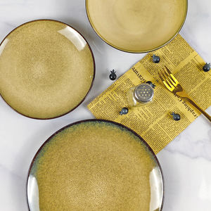 Juego De Platos De Tazas Vajilla Restaurante Estilo Rústico Vajillas De Porcelana Juego De Platos De Cena De Cerámica Esmaltada Verde Nórdico - Product Image 5