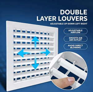 Grille d'aération double couche réglable 250C en ABS à double déflection pour système de ventilation d'air frais CVC - Product Image 2