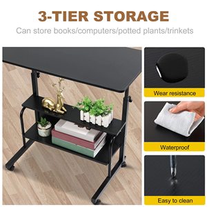 Bureau d'angle pour petit espace bureau roulant bureau d'ordinateur mobile hauteur réglable - Product Image 4