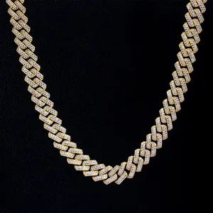 KRKC & CO 15ミリメートル18 22インチHigh Quality Miami Big Cuban Link Iced Out AAAAA Cubic Zircon Gold Chain Authentic Cuban Link Chain