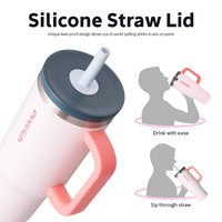 Mug Tumbler Stainless Steel Dinding Ganda 40oz dengan Logo Kustom, Tutup, Sedotan, dan Pegangan untuk Kopi dan Minuman Lainnya