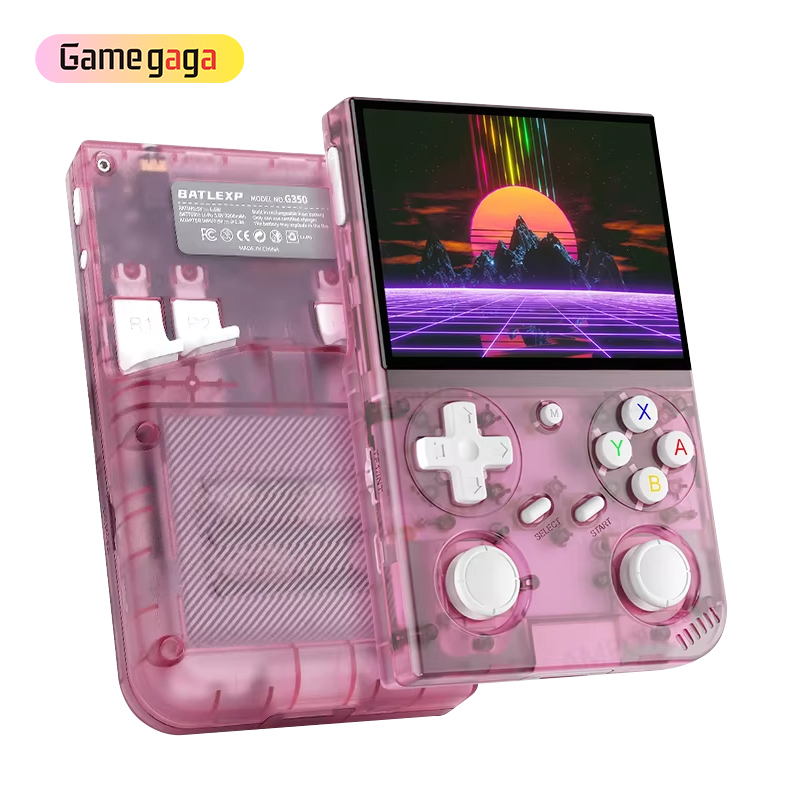 Console De Jeux Portable G350 3.5" IPS - 4371 Jeux, 64Go, Batterie 3200mAh (Transparent Black)