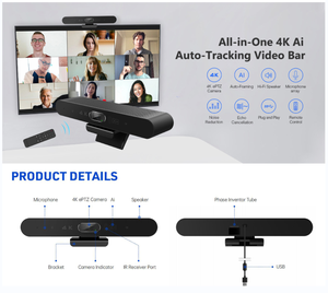 Caméra de visioconférence tout-en-un avec suivi automatique du speaker et encadrement automatique 4K AI, solutions pour salles de réunion, appareil de visioconférence - Product Image 5