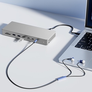 Hub USB-C vers 2 ports DP, <span class=keywords><strong>adaptateur</strong></span> multiport 16-en-1, station d'accueil triple moniteur 4K, hub pour ordinateur portable en alliage d'aluminium - Product Image 4