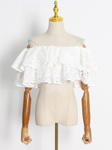 Trajes casuales de dos piezas de un hombro para mujer blanca con cuello cuadrado Método tejido de cintura natural para la temporada de verano al por mayor - Product Image 1