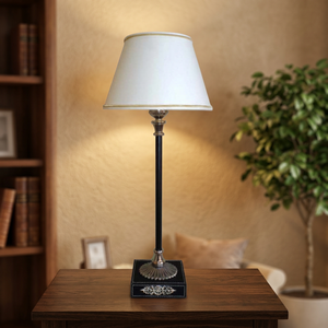 Modern Round Table <b>Lamp</b> Warm White LED Energy Saving Aluminum Body Glass Metal Shade Electric DC Power Supply for Living Room - Product Image 3