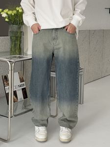 تخصيص الرجعية غسلها الضلع عالية مستقيم الرجال الجينز العصرية strestststeel الخريف/الشتاء منتصف المتعثرة زر 3D الشركة المصنعة ODM - Product Image 3