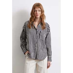 Camisa de Popelina a Rayas Múltiples para Mujer, con Diseño de Paneles, Cierre de Botones, Estilo Casual para Uso Diario, Color Gris - Product Image 6