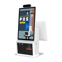 Kiosque de paiement de commande de bureau à double écran de 15.6 pouces avec imprimante de 80mm et scanner de codes à barres pour restaurant/vente au détail