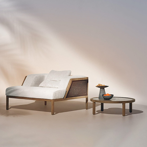 Ensemble canapé Love Seat moderne en bois de teck massif blanc Mobilier <span class=keywords><strong>d</strong></span>'extérieur écologique pour balcon et parc de villas - Product Image 6