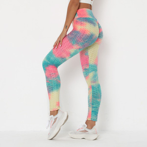 2022 Yoga vêtements taille haute <span class=keywords><strong>Anti</strong></span> <span class=keywords><strong>Cellulite</strong></span> Gym entraînement Leggings Scrunch bout à bout cravate teinture sans couture sport Leggings pour les femmes - Product Image 6