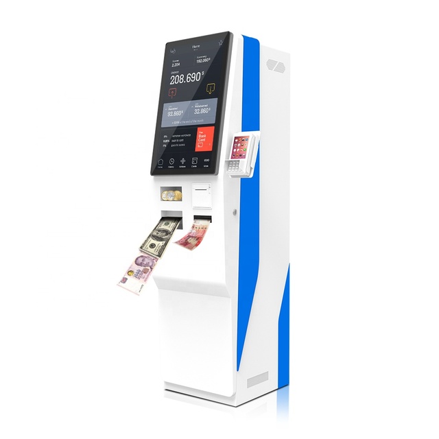 Usingwin Floor Standing Large Screen 23.6inch Airport Shopping Mall Automatic Foreign Currency Exchange Bank ATM Cash Kiosk