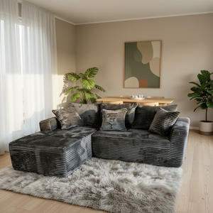 Sofá Moderno de Lujo Convertible en Forma de L, Tapizado, sin Estructura, Económico Conjunto de Sofá Seccional Modular de Tres Plazas - Product Image 3