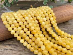 Perles de jade jaune naturel de qualité A, lisses et rondes, de 15 pouces, 2mm 3mm 4mm 6mm 8mm 10mm 12mm, en vrac, vente en gros - Product Image 2