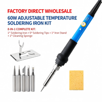 Kit de fer à souder numérique à affichage LED 19-en-1 80W à chauffage interne, à température réglable/constante, pour usage domestique – Vente directe usine