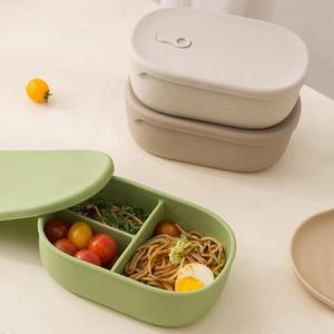 Household Food Grade Silicone Lunch Boxes Leak Proof 3 Compartments Food <b>Storage</b> Container Silicone Bento Lunch <b>Box</b> <b>With</b> <b>Lid</b> - Product Image 1