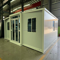 Maison préfabriquée modulaire de luxe pliable et extensible à double aile de 20 pieds, 2 chambres, mini-cabane portable pour vacances et hébergement.