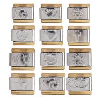 Bracelet à breloques italien DIY en acier inoxydable, maillons étoile et cœur, bracelet modulaire interchangeable, cadeau créatif pour femmes et filles