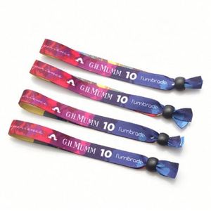 Custom Adjustable Eco-Friendly Handmade Fabric Festival Event Woven <b>Bead</b> Wristband with Logo and Custom Color - Product Image 4