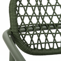 Chaise de jardin en aluminium d'extérieur, fauteuil de patio tressé en corde, siège de salle à manger aspect bois de teck pour restaurant et café
